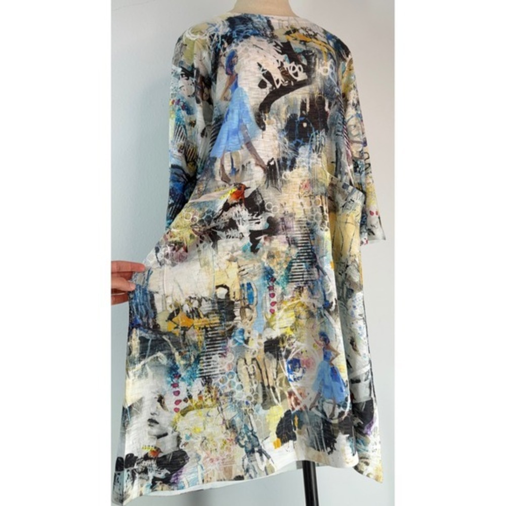 Inoah‎ Abstract Art to Wear Mini Dress Small Colorful Avant Garde Grunge Pockets